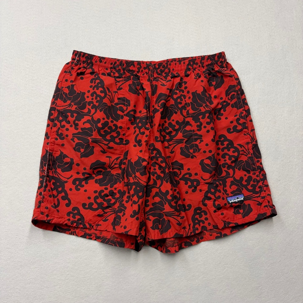 Patagonia Baggies Shorts Mens M Red Black Floral Paisley 5" Inseam Vintage